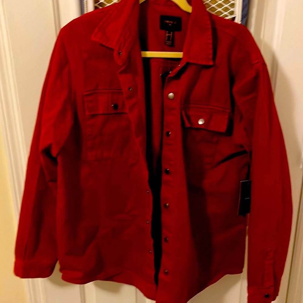 Mens Red Denim